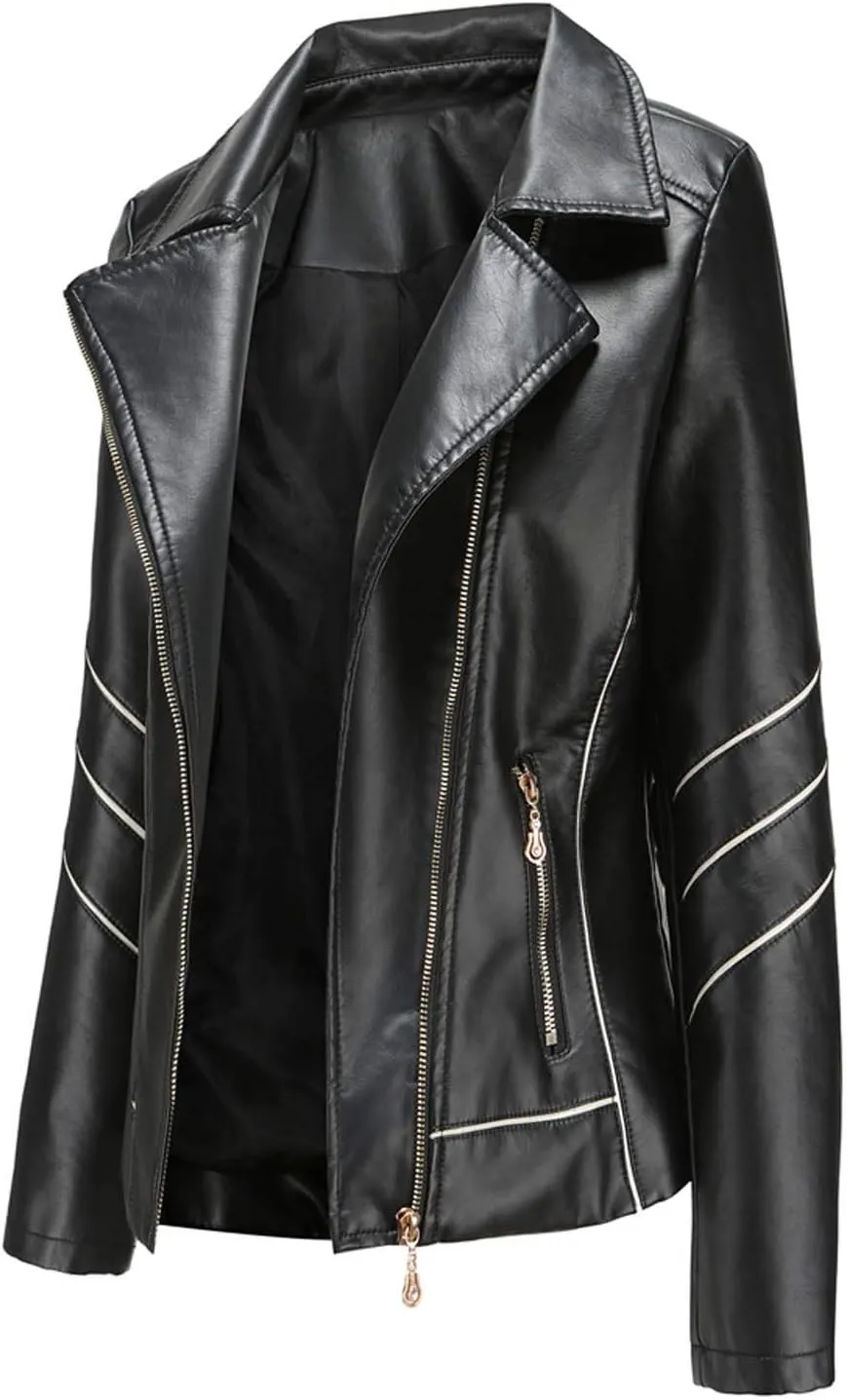 LCMTWX Womens Jacket Solid Full Zip Snap Stand Collar Long Sleeve Cardigan Slim Jacket Coat for Vacation Motorcycle Red