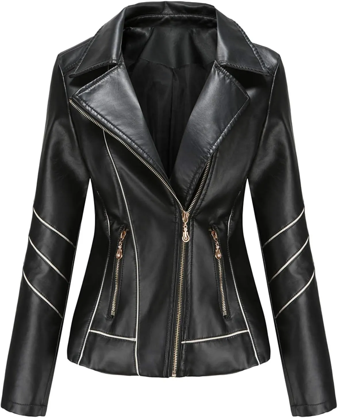 LCMTWX Womens Jacket Solid Full Zip Snap Stand Collar Long Sleeve Cardigan Slim Jacket Coat for Vacation Motorcycle Red