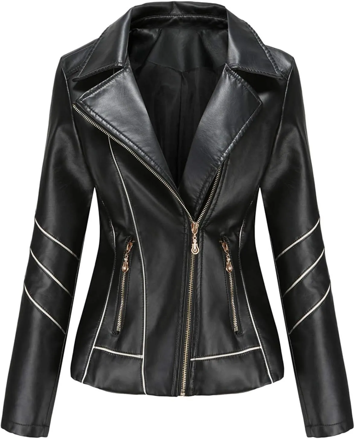 LCMTWX Womens Jacket Solid Full Zip Snap Stand Collar Long Sleeve Cardigan Slim Jacket Coat for Vacation Motorcycle Red