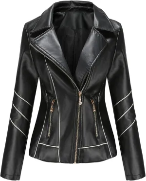 LCMTWX Womens Jacket Solid Full Zip Snap Stand Collar Long Sleeve Cardigan Slim Jacket Coat for Vacation Motorcycle Red