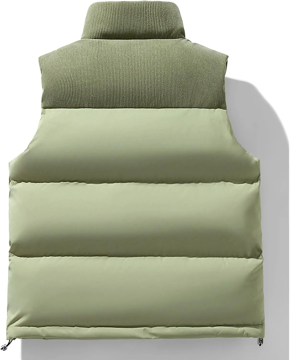 lcziwo Men's Puffer Vest Jacket Corduroy Patchwork Sleeveless Zip up Stand Collar Padded Cotton Coat Warm Winter Outwear