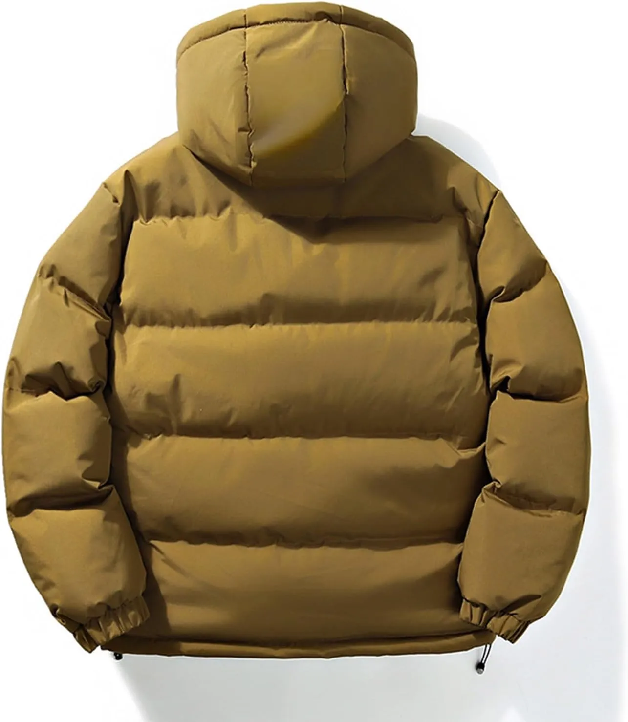 lcziwo Mens Winter Coat Color Block Drawstring Hooded Quilted Puffer Jacket Thick Padded Cotton Warm Parka Outerwear