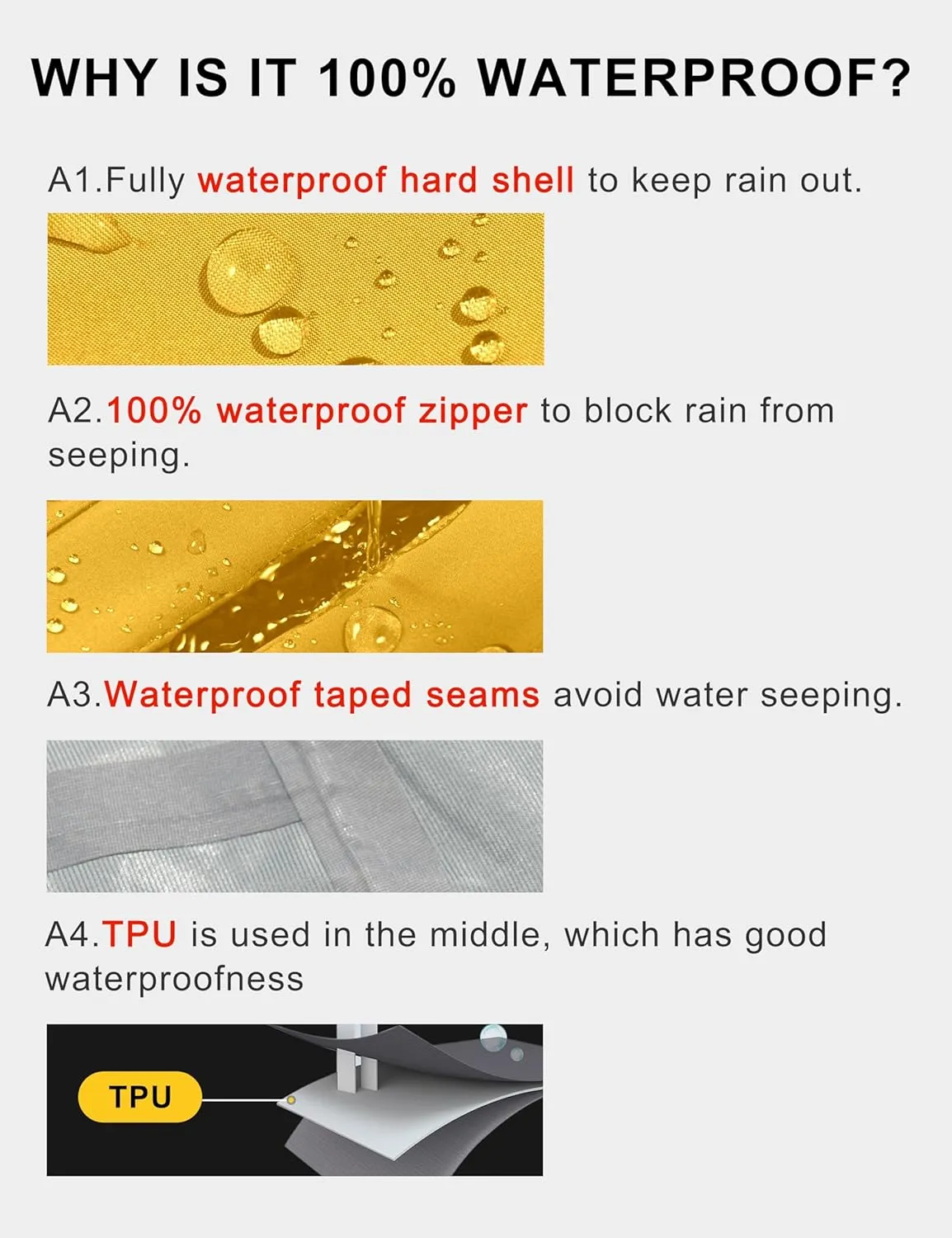 Little Donkey Andy Men's Rain Hiking Jackets Waterproof Windproof Breathable Shell Coats Travel Fishing