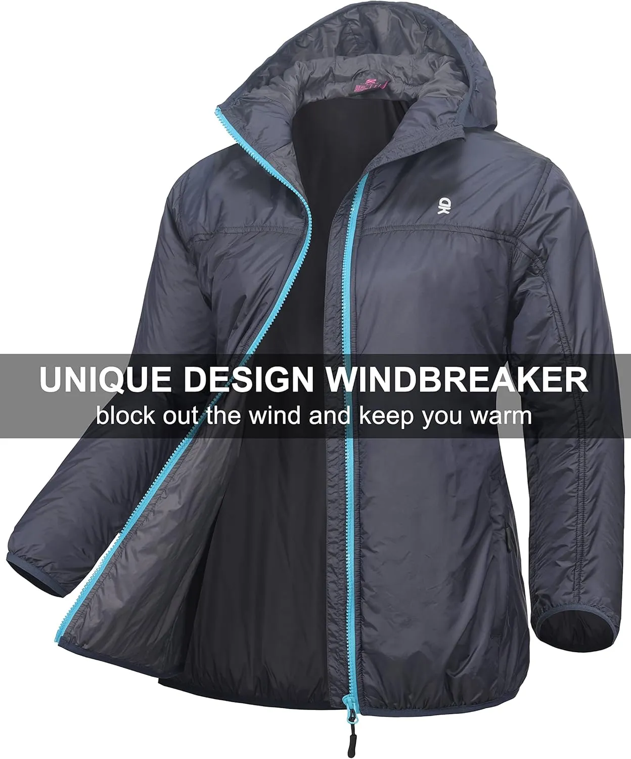 Little Donkey Andy Women's Packable Lightweight Running Jacket Water Resistant Hooded Windbreaker for Hiking Cycling Camping