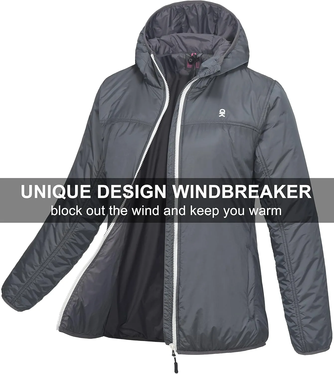Little Donkey Andy Women's Packable Lightweight Running Jacket Water Resistant Hooded Windbreaker for Hiking Cycling Camping