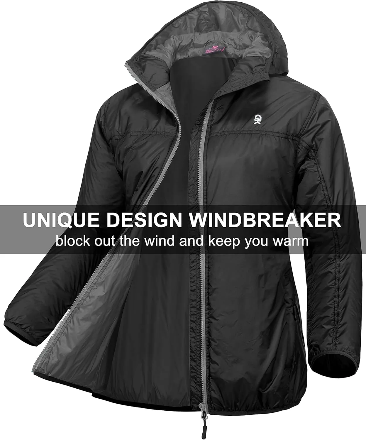 Little Donkey Andy Women's Packable Lightweight Running Jacket Water Resistant Hooded Windbreaker for Hiking Cycling Camping