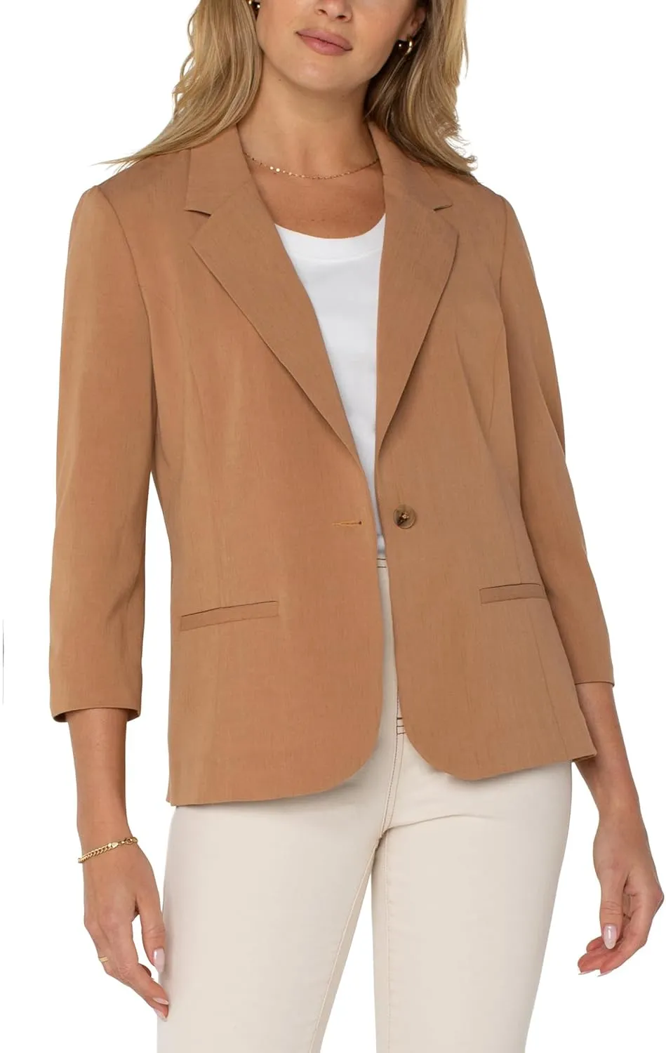 Liverpool Women's Fitted Blazer with Ruched Sleeves