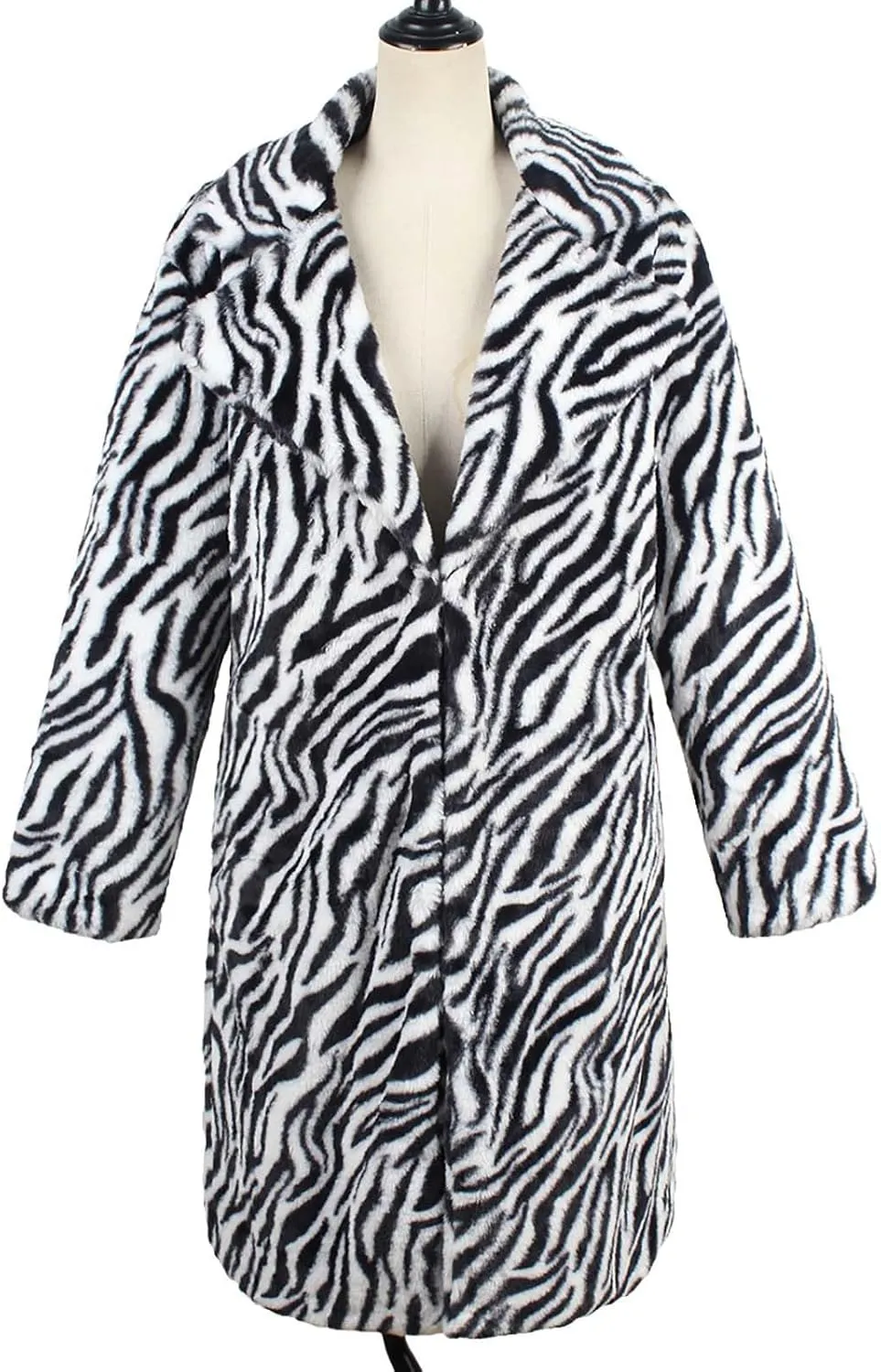 Lmdudan 2023 Winter Faux Fur Coat for Women Leopard Print Fleece Long Jacket Retro Lapel Warm Overcoat Plus Size Trench Coats