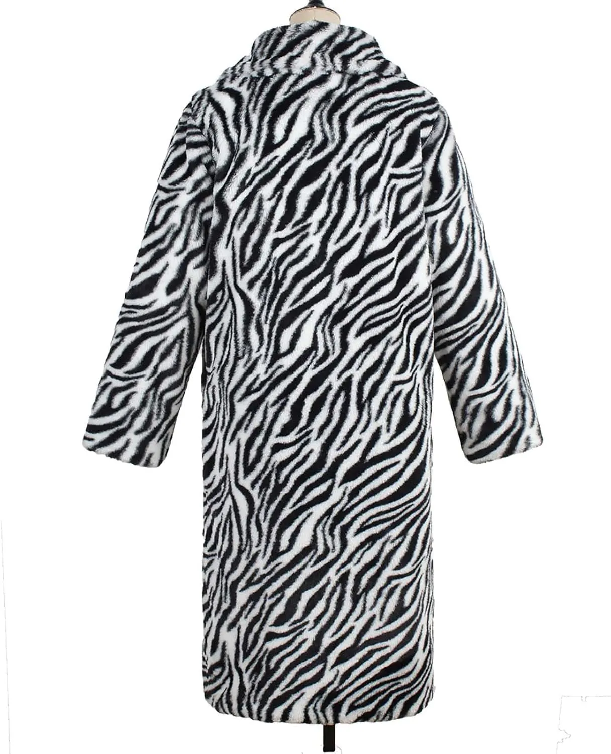Lmdudan 2023 Winter Faux Fur Coat for Women Leopard Print Fleece Long Jacket Retro Lapel Warm Overcoat Plus Size Trench Coats