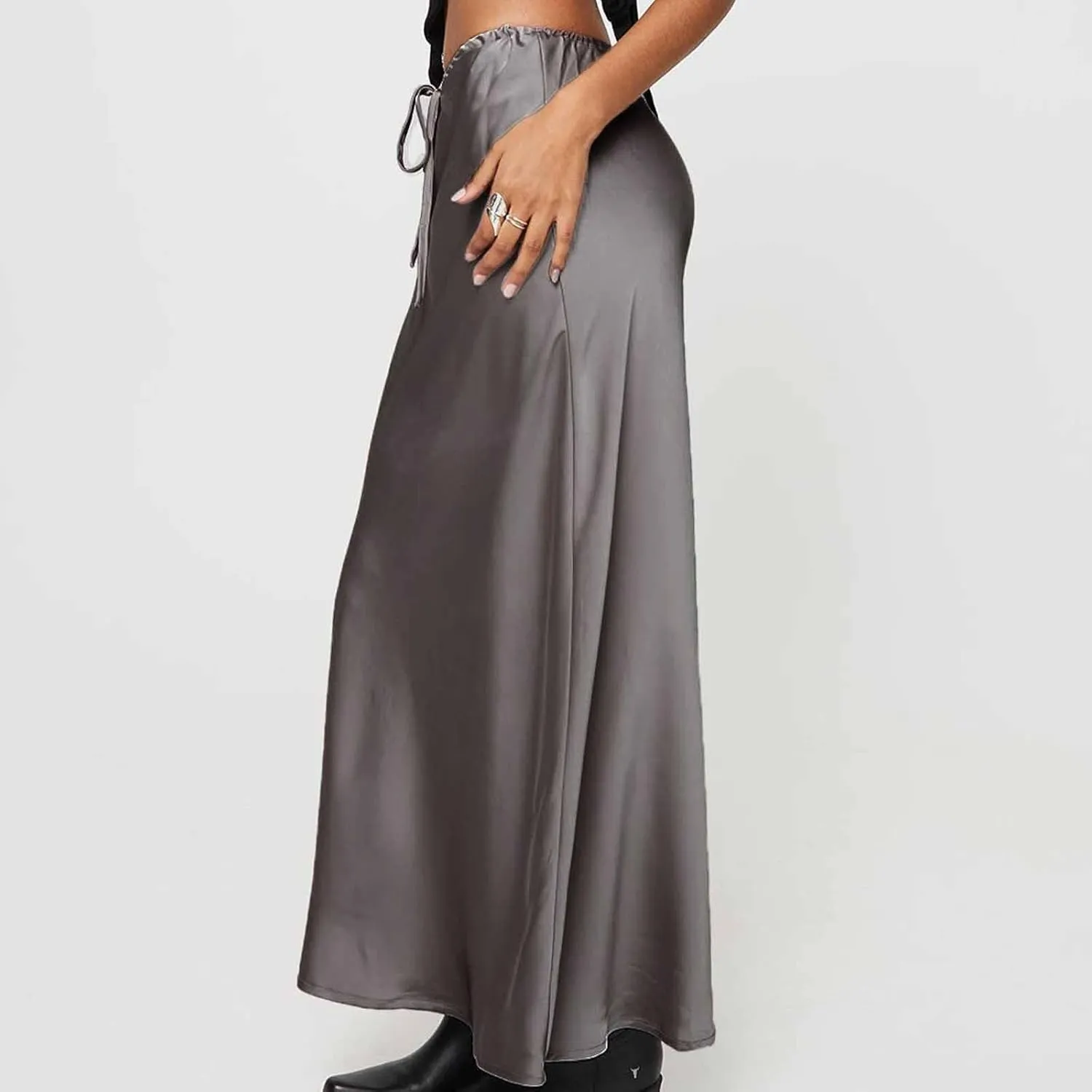 Lmdudan Womens Maxi Skirts Long Skirt for Women High Waist Maxi Dresses 2024 Summer Drawstrings Festival Clubwear Skirts