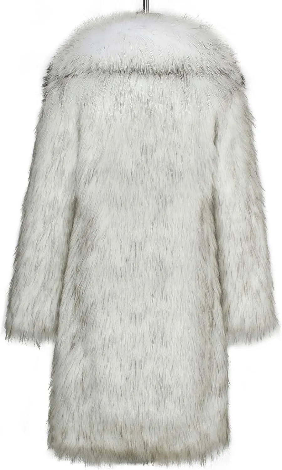 Long Faux Fur Coat for Women Winter Fashion Luxury Cardigan Fluffy Shawl Lapel Knee Length Outerwear Overcoat