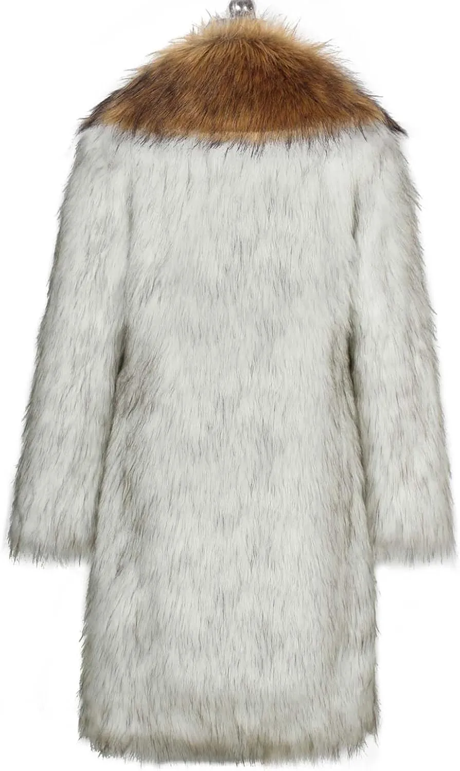 Long Faux Fur Coat for Women Winter Fashion Luxury Cardigan Fluffy Shawl Lapel Knee Length Outerwear Overcoat
