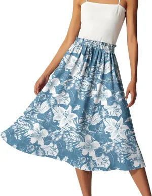 Long Floral Skirt for Women High Waist A-Line Flowy Maxi Skirt Summer Beach