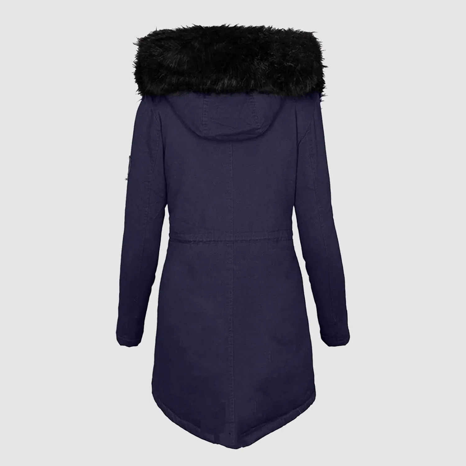 Long Winter Coat with Hood Slim Casual Thicker Fashion Women'S Coat Long Sleeve Full Zip Womens Clothing Black
