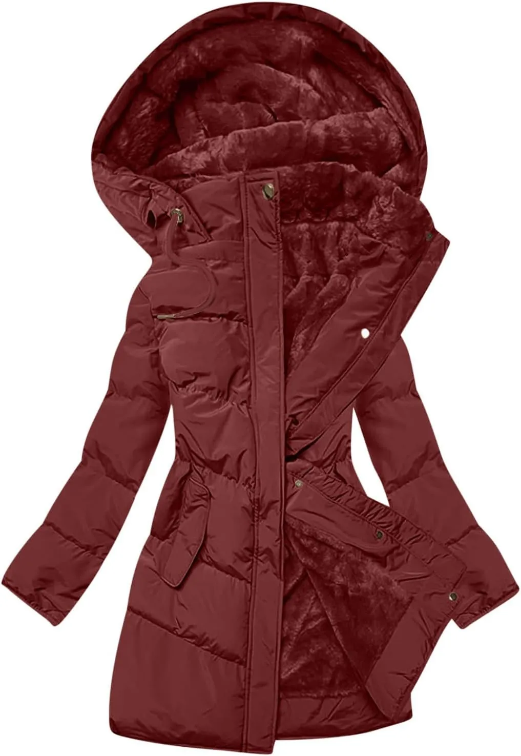 Long Winter Coats For Women Fleece Lined Warm Long Puffer Jacket Thicken Parka Outwear With Hood Down Quilted Jackets