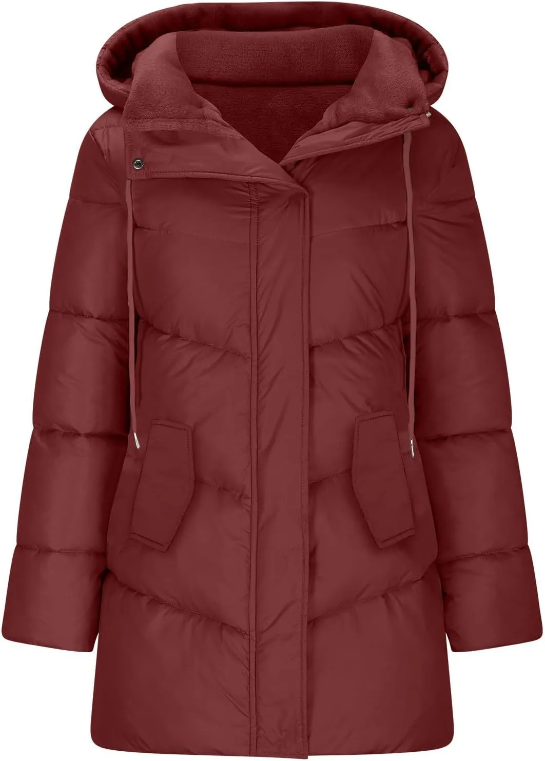 Long Winter Coats For Women Fleece Lined Warm Long Puffer Jacket Thicken Parka Outwear With Hood Down Quilted Jackets