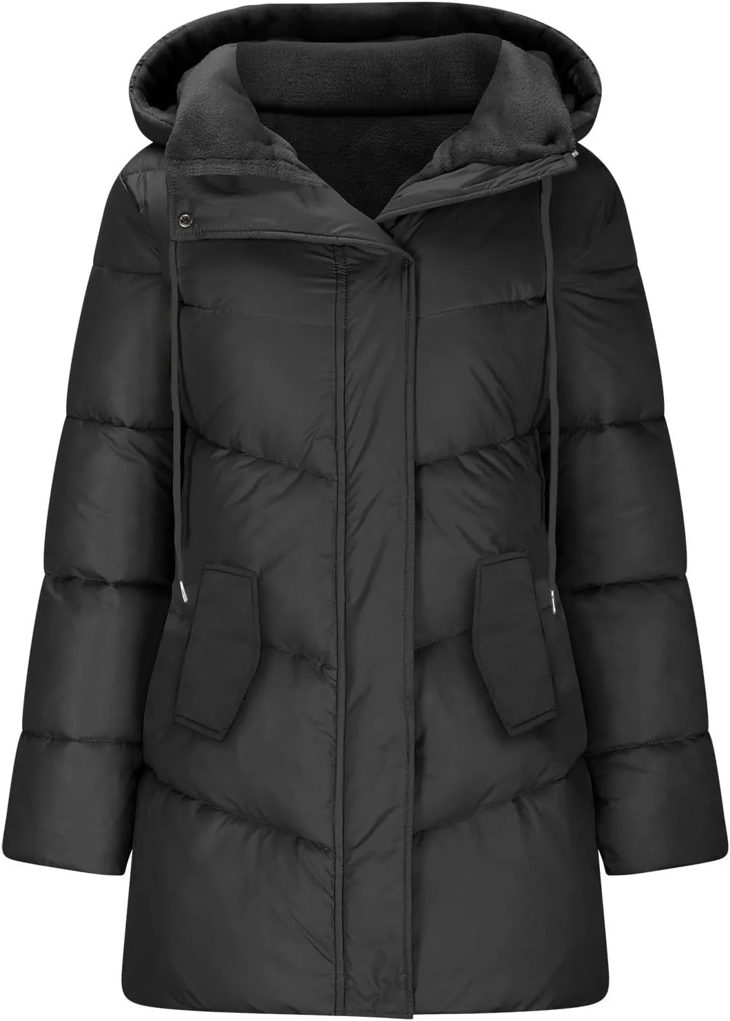 Long Winter Coats For Women Fleece Lined Warm Long Puffer Jacket Thicken Parka Outwear With Hood Down Quilted Jackets