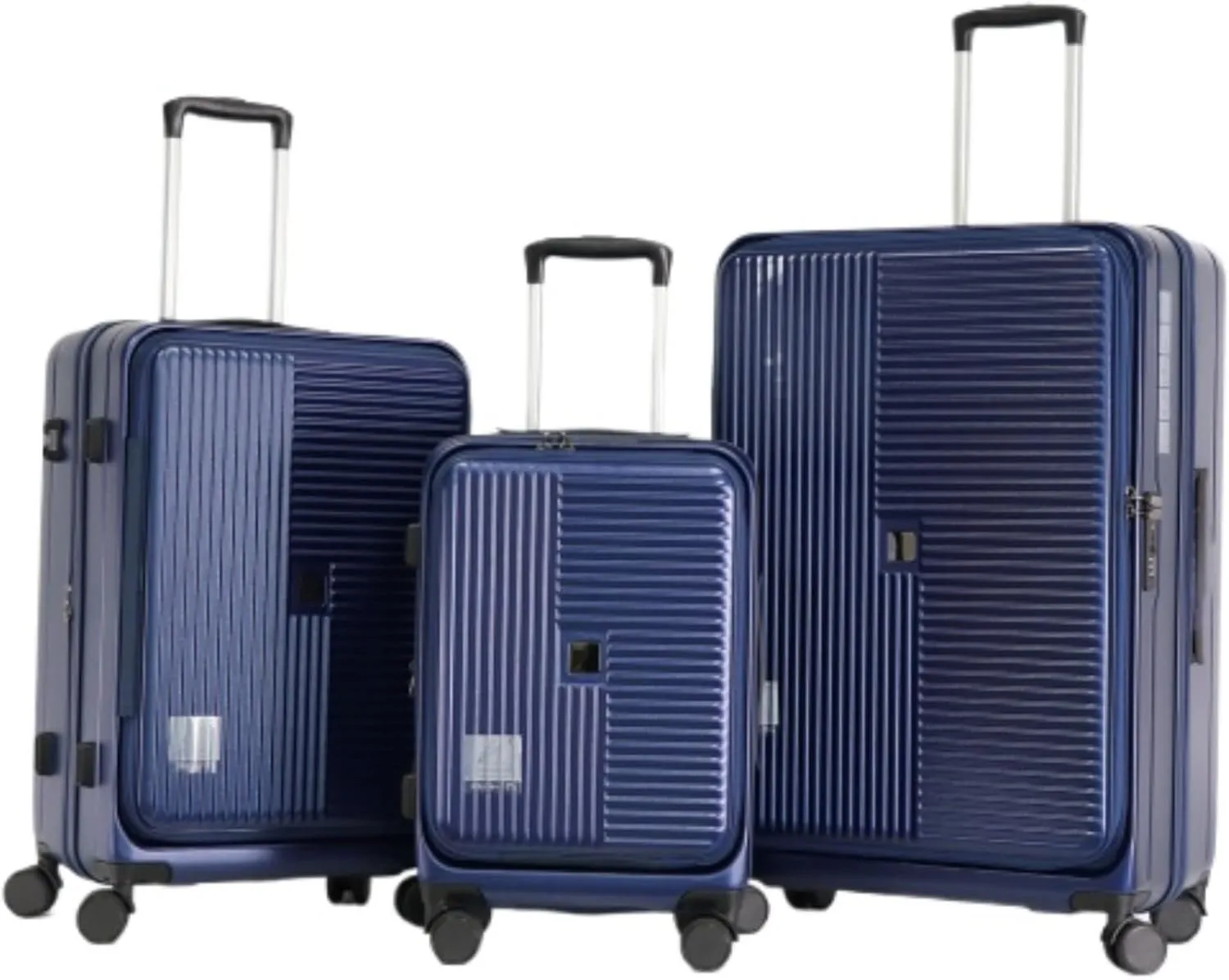 Luggage Set 3 Pieces, 20", 24", 28" Carry-on Luggage, Front Opening, TSA Lock, Aluminum Telescopic Handle, PC ABS Hard Shell Luggage, Blue