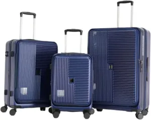 Luggage Set 3 Pieces, 20", 24", 28" Carry-on Luggage, Front Opening, TSA Lock, Aluminum Telescopic Handle, PC ABS Hard Shell Luggage, Blue