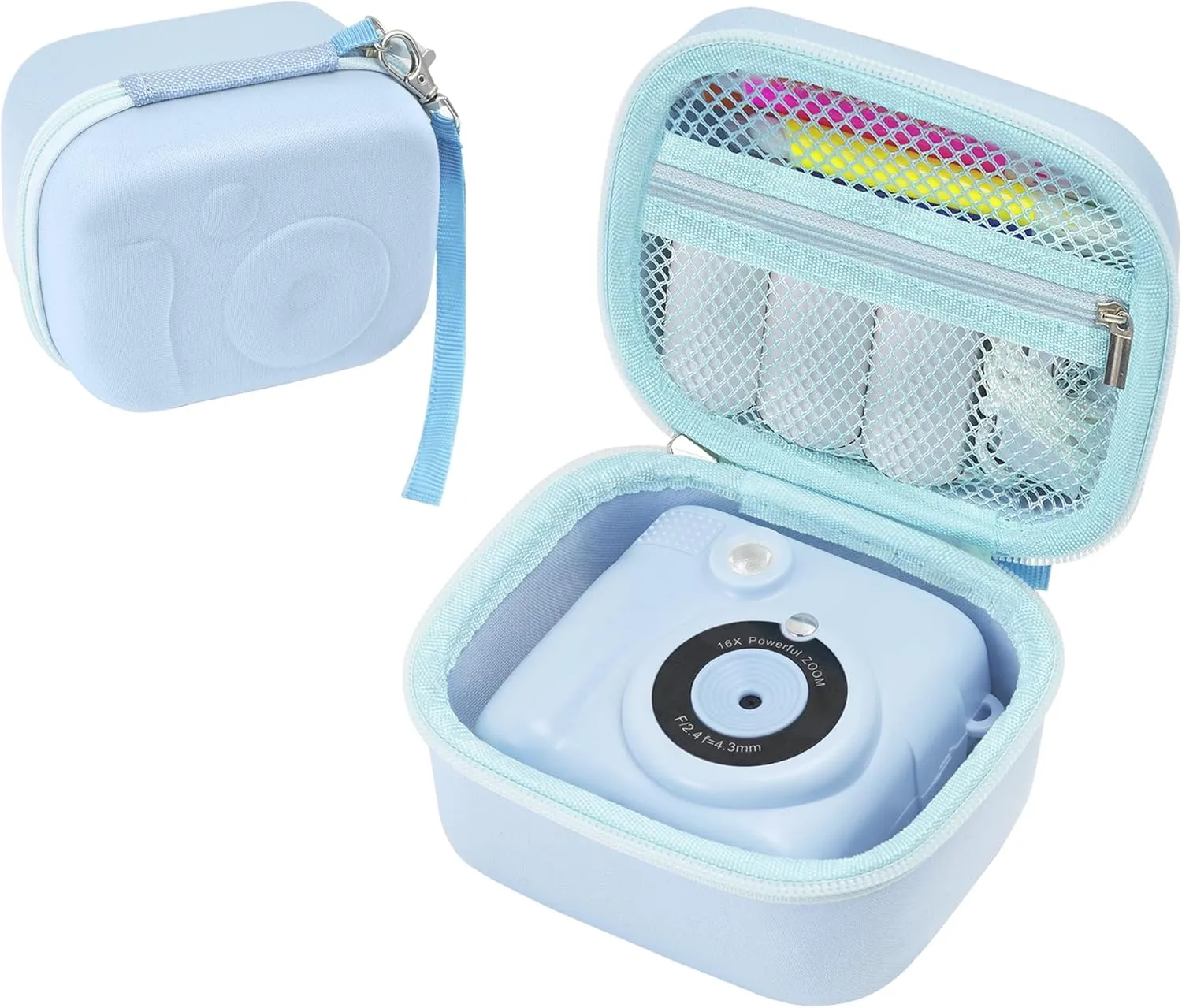 Madcat Camera Case Compatible with Instant Camera for Kids Digital Video Cameras,Storage Bag for Toddler Camera And Print Paper(Box Only) (blue)