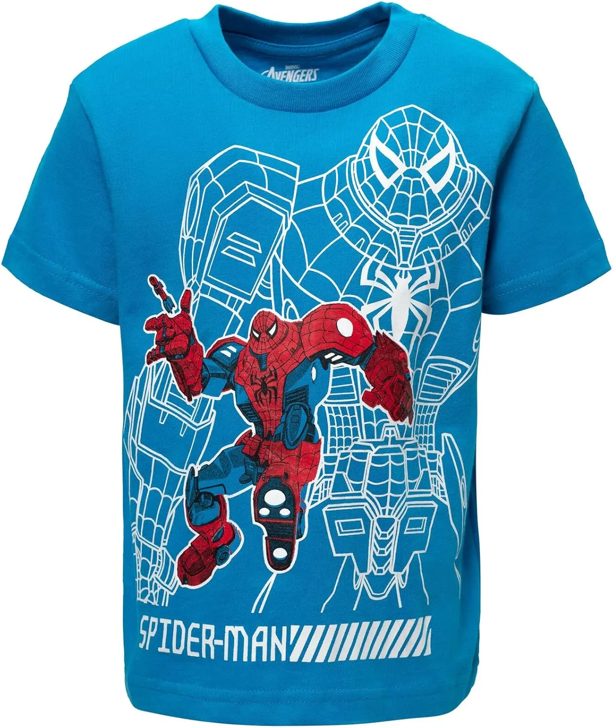 Marvel Avengers Spider-Man Mech Strike 4 Pack Cosplay Athletic T-Shirts Toddler to Big Kid Sizes (2T - 18-20)