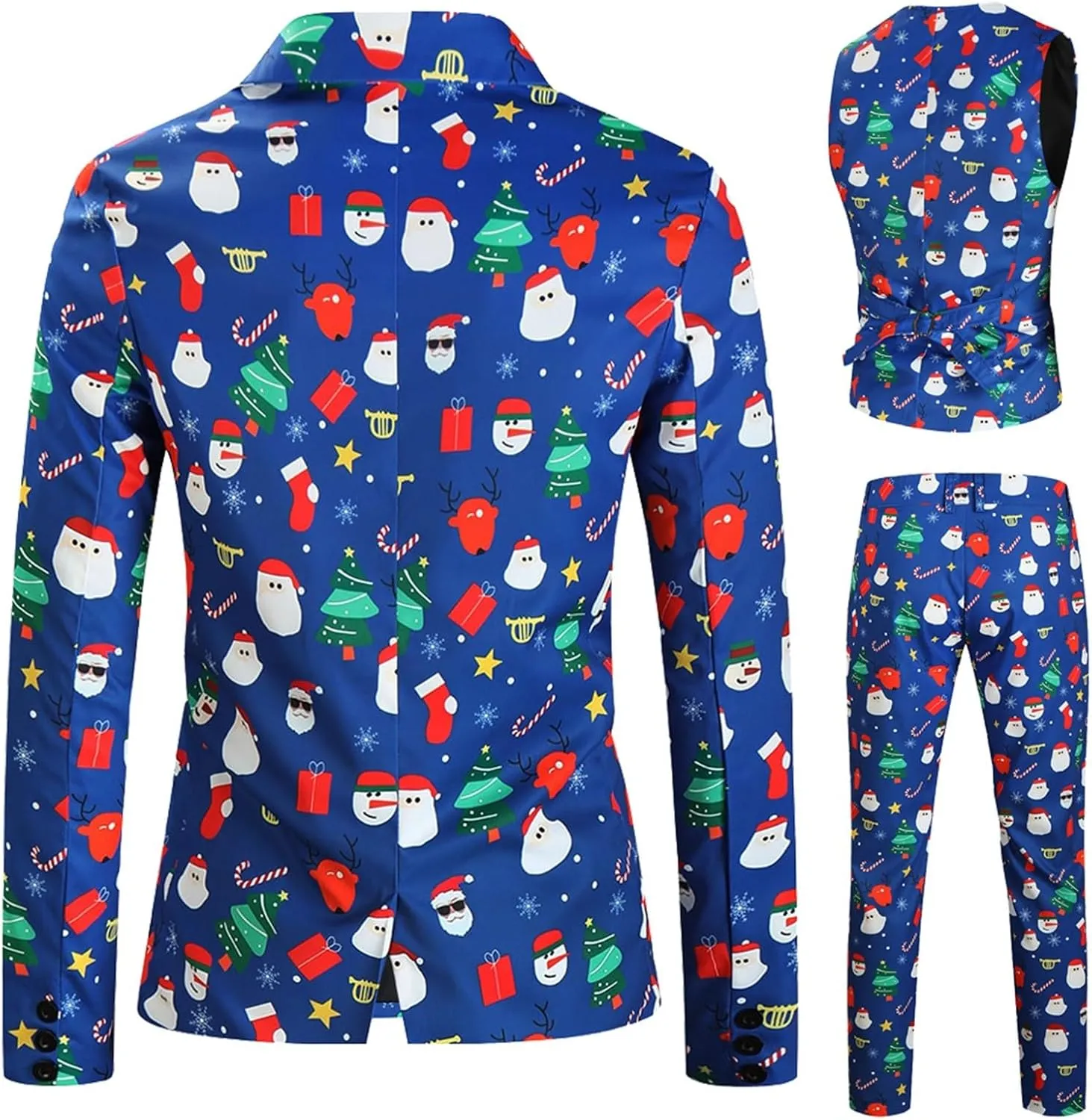 Mens 3 Piece Christmas Blazer Suit Sets Party Costumes Suits Xmas Festival Outfit Tuxedo Blazers Vest Pants Set