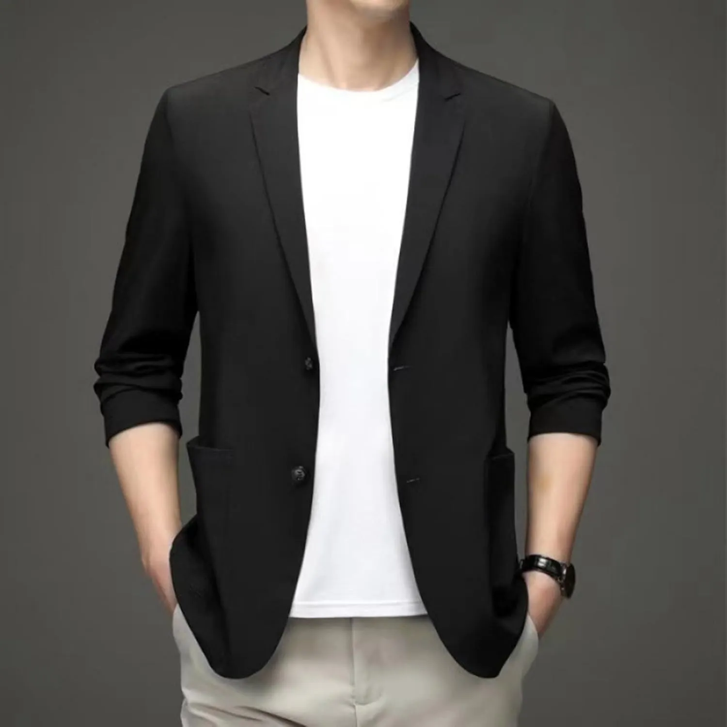 Men's Blazer Slim Fit Sport Coat Casual Lightweight Basic Suit Jacket Fall Jacket Men Two Buttons Business Texudo Jacket