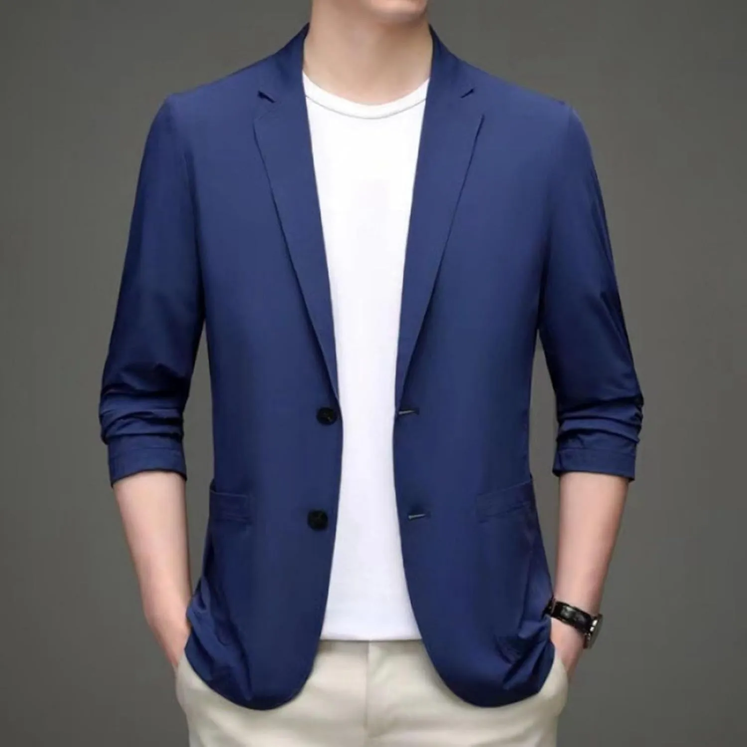 Men's Blazer Slim Fit Sport Coat Casual Lightweight Basic Suit Jacket Fall Jacket Men Two Buttons Business Texudo Jacket