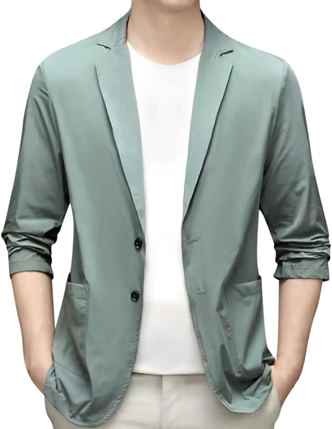 Men's Blazer Slim Fit Sport Coat Casual Lightweight Basic Suit Jacket Fall Jacket Men Two Buttons Business Texudo Jacket