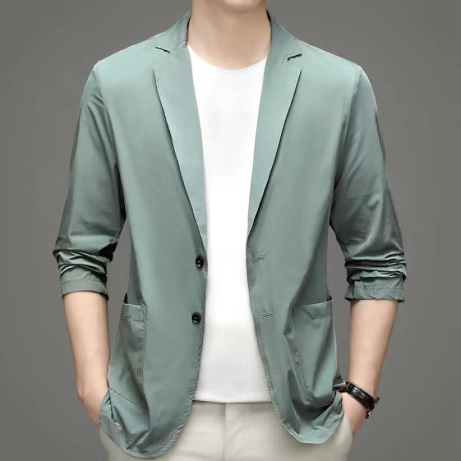 Men's Blazer Slim Fit Sport Coat Casual Lightweight Basic Suit Jacket Fall Jacket Men Two Buttons Business Texudo Jacket