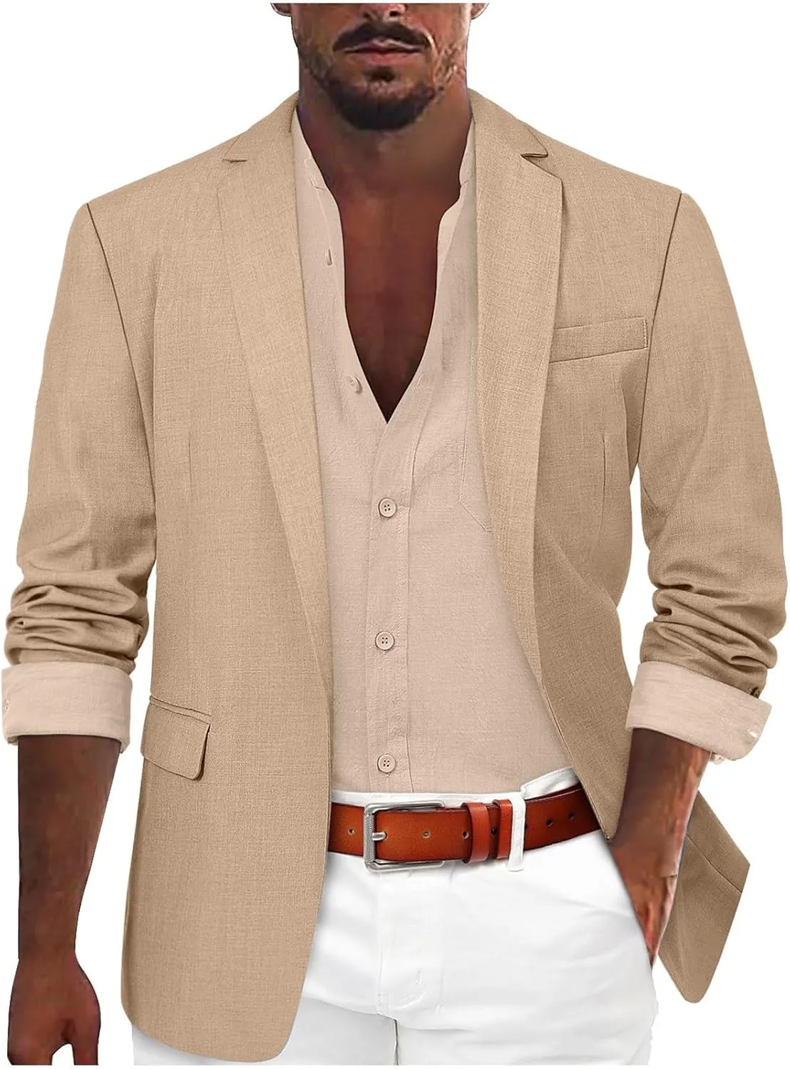 Men's Blazer Slim Fit Sport Coat, Casual Lightweight Basic Suit Jacket, Fall Jacket Two Buttons Business Texudo Jacket