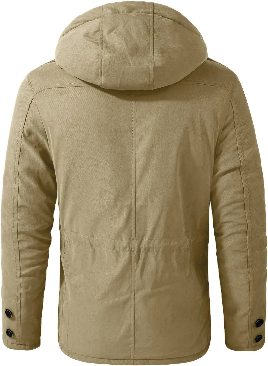 Men's Cargo Jacket 2024 Winter Warm Coats Fleece Lined Jackets with Removable Hood Ski Snow Mountain Windproof Overcoat