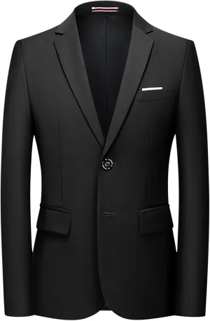 Men's Casual Blazer Notched Lapel Suit Jackets Classic Two Button Lightweight Business Sport Coat for Wedding Party