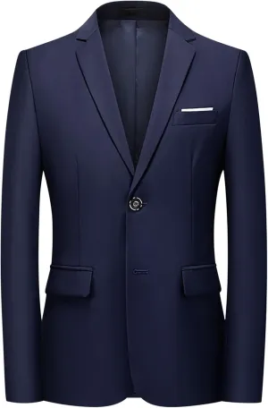 Men's Casual Blazer Notched Lapel Suit Jackets Classic Two Button Lightweight Business Sport Coat for Wedding Party