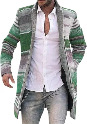 Men's Casual Color Block Trench Coat Slim Fit Notched Collar Long Jacket Overcoat Single Breasted Peacoat wih Pocket