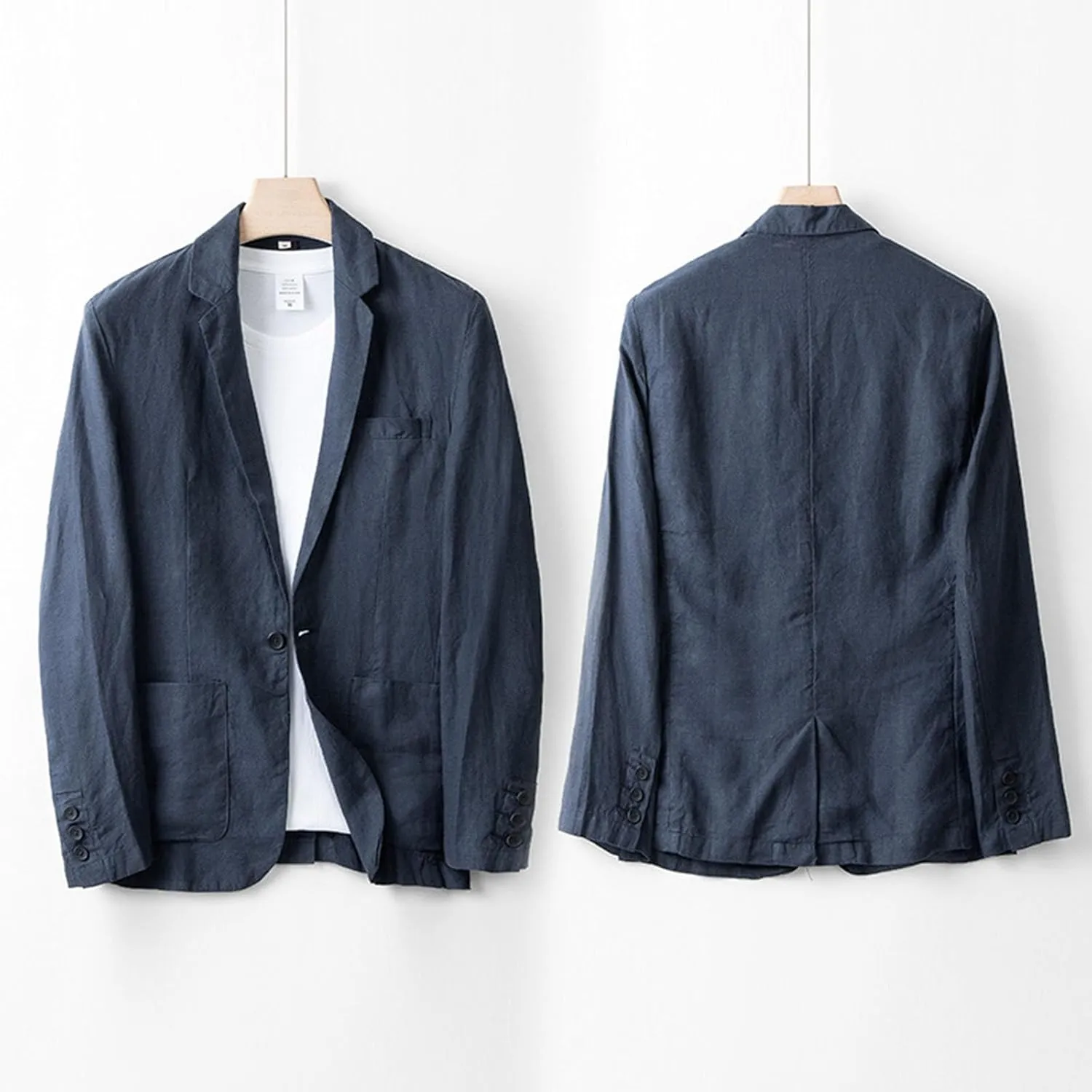 Mens Casual Linen Blazer Lightweight Button Down Business Suit Jacket Fall Winter Casual Sport Coats