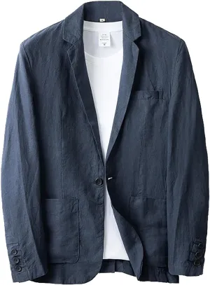 Mens Casual Linen Blazer Lightweight Button Down Business Suit Jacket Fall Winter Casual Sport Coats