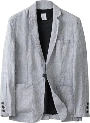 Mens Casual Linen Blazer Lightweight Button Down Business Suit Jacket Fall Winter Casual Sport Coats