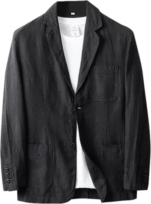 Mens Casual Linen Blazer Lightweight Button Down Business Suit Jacket Fall Winter Casual Sport Coats