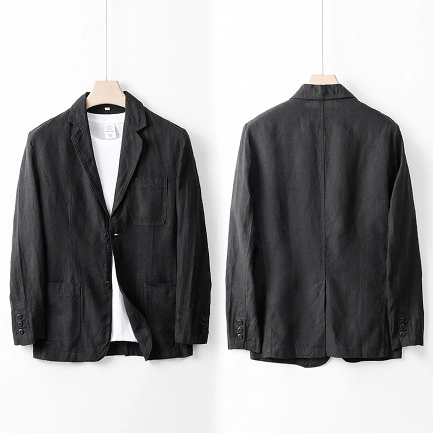 Mens Casual Linen Blazer Lightweight Button Down Business Suit Jacket Fall Winter Casual Sport Coats