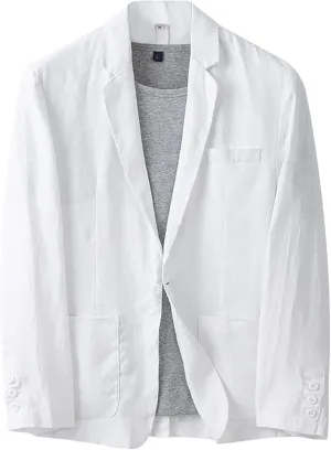 Mens Casual Linen Blazer Lightweight Button Down Business Suit Jacket Fall Winter Casual Sport Coats