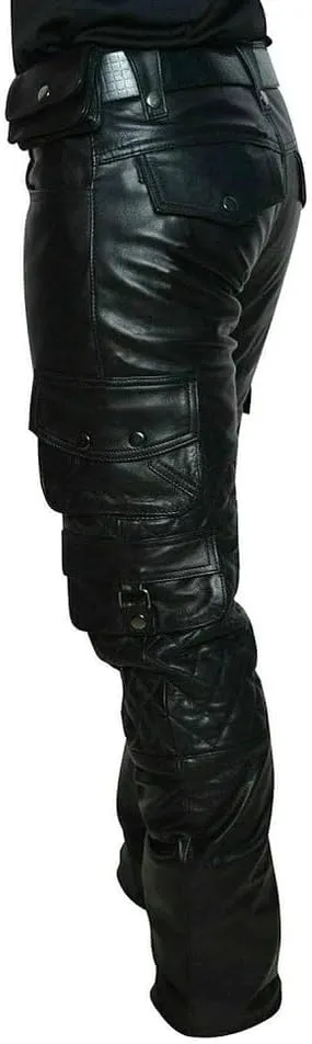 Men's Casual Motorcycle & Cowboy Western Traditional Native American Leather Fashion Pant