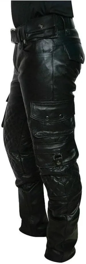 Men's Casual Motorcycle & Cowboy Western Traditional Native American Leather Fashion Pant