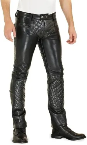 Men's Casual Motorcycle & Cowboy Western Traditional Native American Leather Fashion Pant