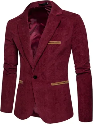 Men's Corduroy Suit Jackets Slim Fit Casual Blazer 2023 Fahsion One Button Lightweight Travel Formal Business Sport Coat
