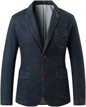 Men's Denim Blazer Loose Fit Business Casual Jacket