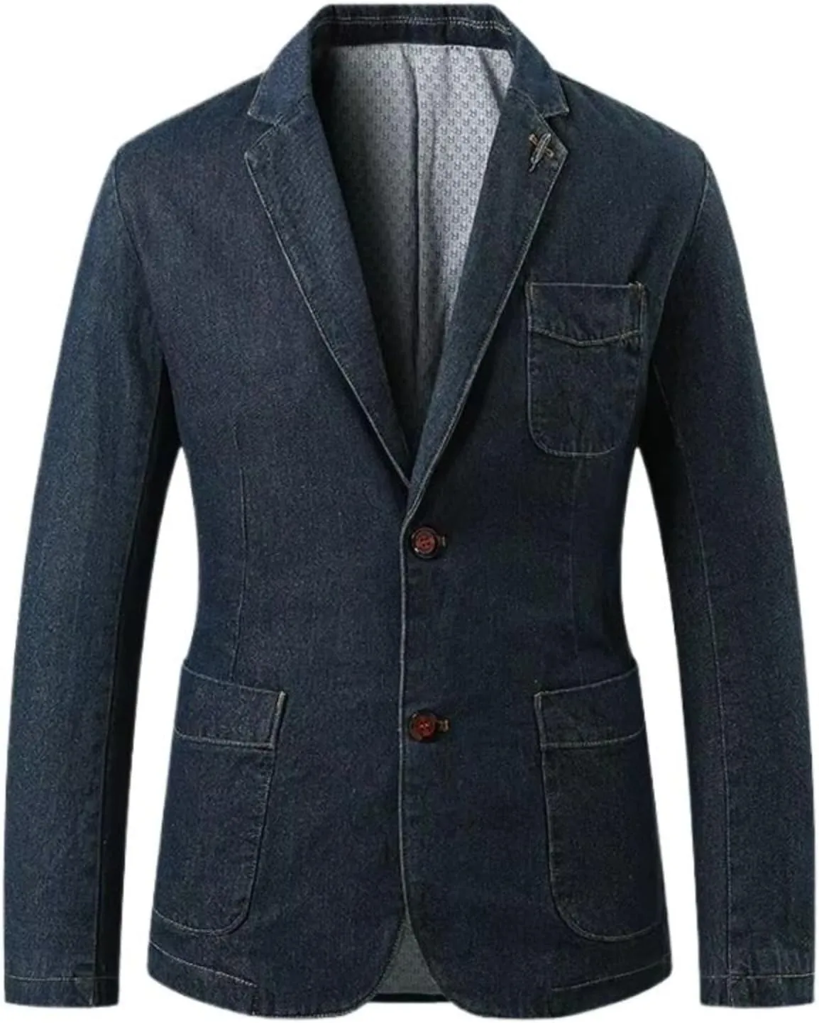 Men's Denim Blazer Loose Fit Business Casual Jacket