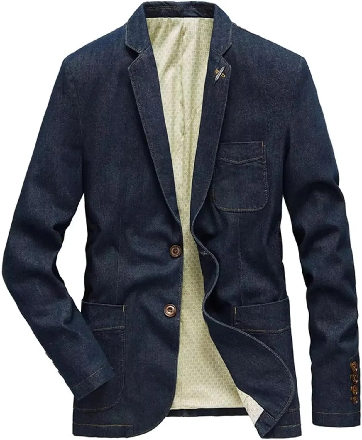 Men's Denim Blazer Loose Fit Business Casual Jacket