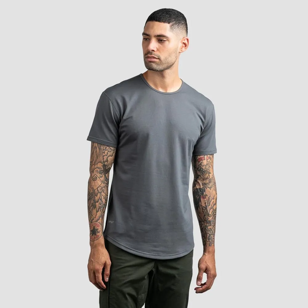 Mens Drop-Cut Men's T Shirt, Plain Tshirts for Men, Drop Cut Basic Crewneck Tee, Wrinkle Resistant, Stretch Fit