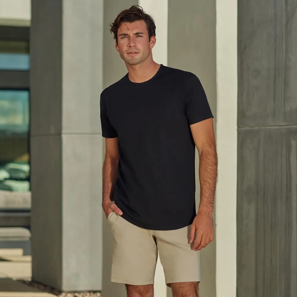 Mens Drop-Cut Men's T Shirt, Plain Tshirts for Men, Drop Cut Basic Crewneck Tee, Wrinkle Resistant, Stretch Fit